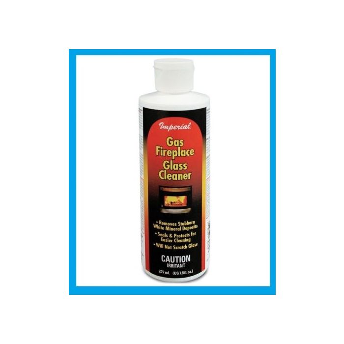 Imperial Fireplace Glass Cleaner 8 oz - Seals & Removes White Mineral Deposits 